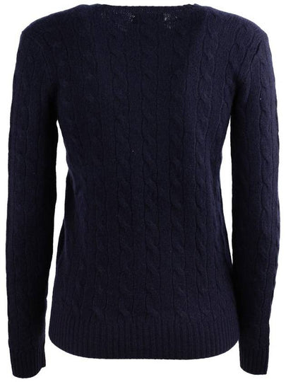 Ralph Lauren Blue Wool And Cashmere Cable Knit Sweater - RALPH LAUREN - BALAAN 2