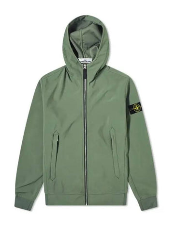 Men's Soft Shell Wappen Hooded Jacket Khaki - STONE ISLAND - BALAAN 1