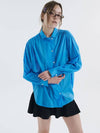 Mini collar shirring Asa cotton shirt blue 0112 - VOYONN - BALAAN 8