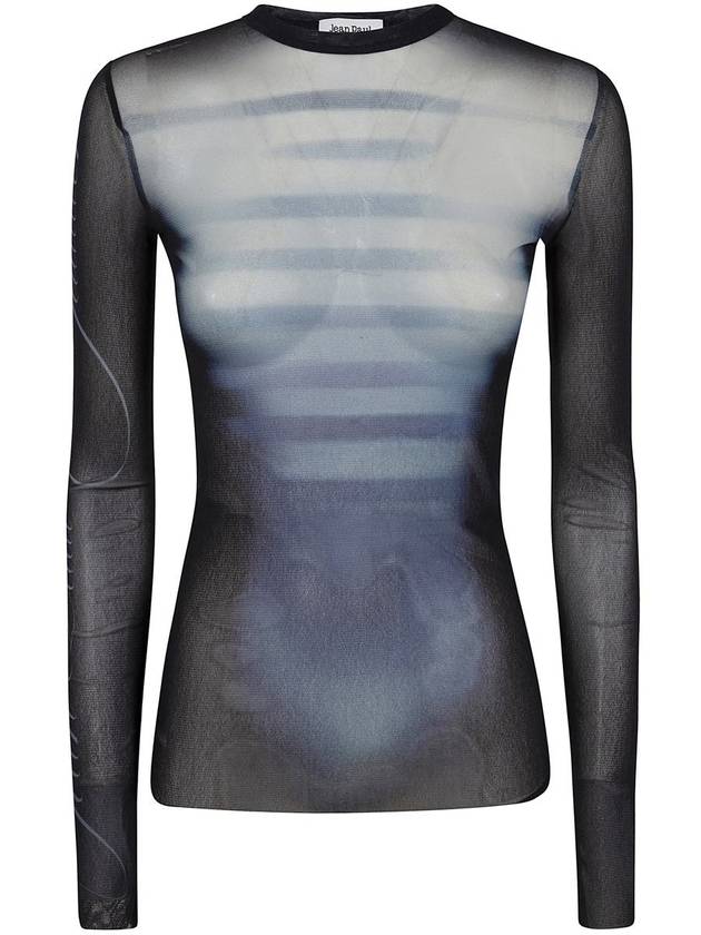 Jean Paul Gaultier Mesh Crew Neck Top Printed "Le Mâle" Clothing - JEAN PAUL GAULTIER - BALAAN 1