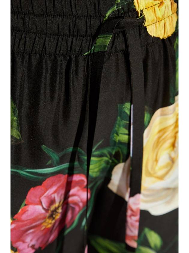 Dolce & Gabbana Silk Trousers With Floral Motif, Women's, Multicolour - DOLCE&GABBANA - BALAAN 5