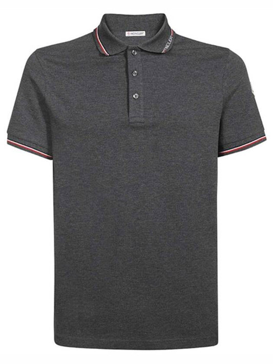 Logo Patch Short Sleeve Polo Shirt Melange Grey - MONCLER - BALAAN 2