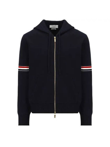 Cotton Milano Armband Zip Up Hoodie Navy - THOM BROWNE - BALAAN 1