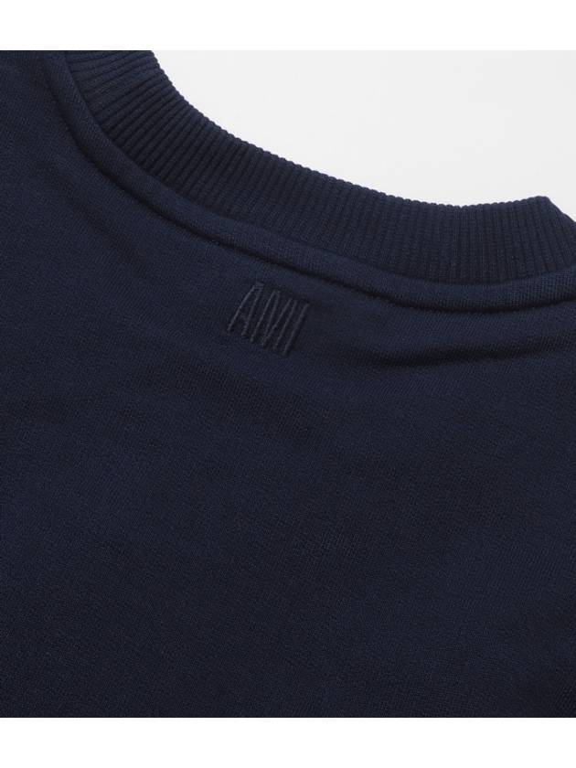 Small Heart Logo Sweatshirt Navy - AMI - BALAAN 5