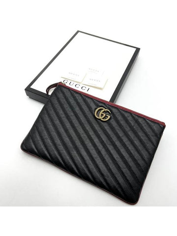 GG Marmont Diagonal Leather Clutch 573814 - GUCCI - BALAAN 1