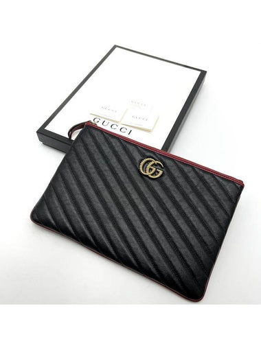 GG Marmont Diagonal Leather Clutch 573814 - GUCCI - BALAAN 1