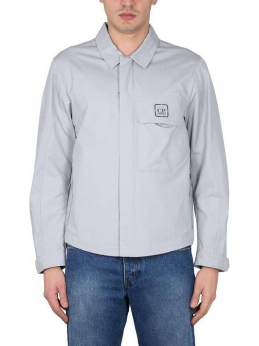 Metropolis Logo Patch Shirt Zip Up Jacket Grey - CP COMPANY - BALAAN 1