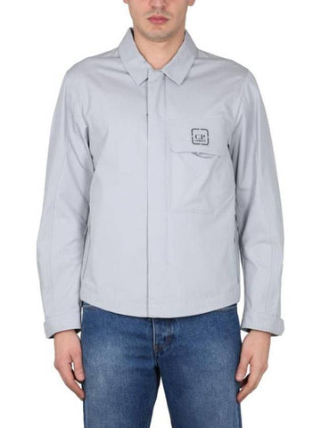 Metropolis Logo Patch Shirt Zip Up Jacket Grey - CP COMPANY - BALAAN 1