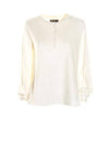 Panarea Henley Jumper Cotton Linen Knit Top White - LORO PIANA - BALAAN 1