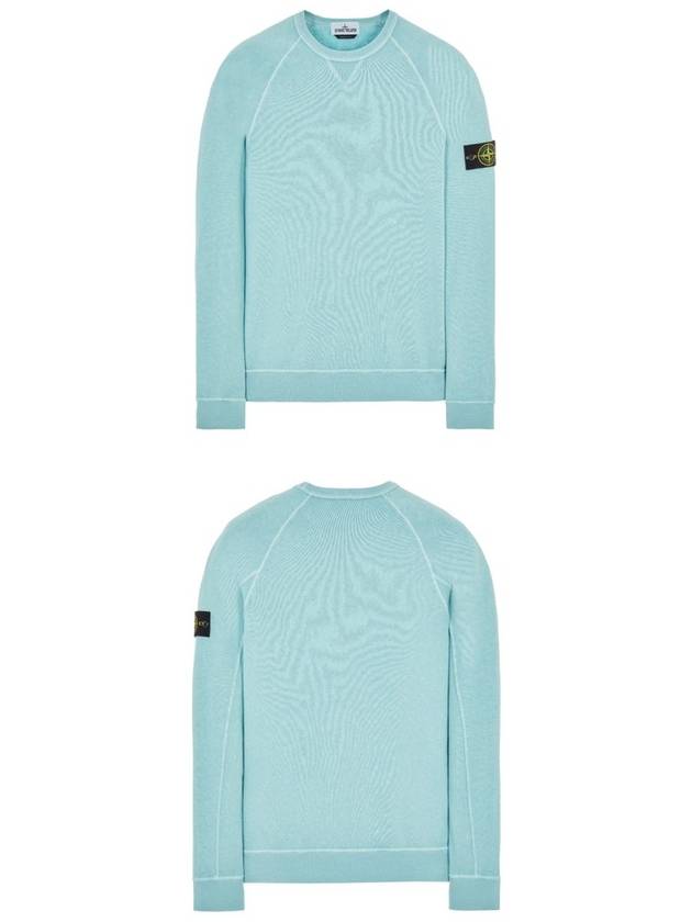 Garment Dyed Malfile Fleece Crewneck Sweatshirt Sky Blue - STONE ISLAND - BALAAN 5