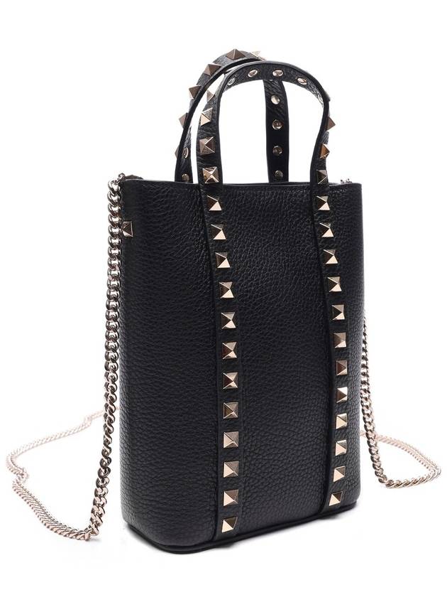 Rockstud Tote Bag Black - VALENTINO - BALAAN 4