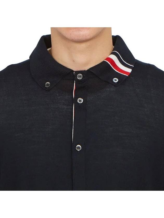 Stripe Merino Jersey Cardigan Navy - THOM BROWNE - BALAAN 4