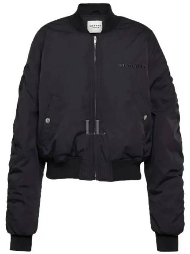 Bessime Embroidered Logo Bomber Jacket Faded Black - ISABEL MARANT - BALAAN 2