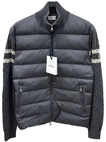 9B00013 M1115 921 Logo Patch Knit Padding Mix Jacket Charcoal Men s TEO 270352 - MONCLER - BALAAN 1