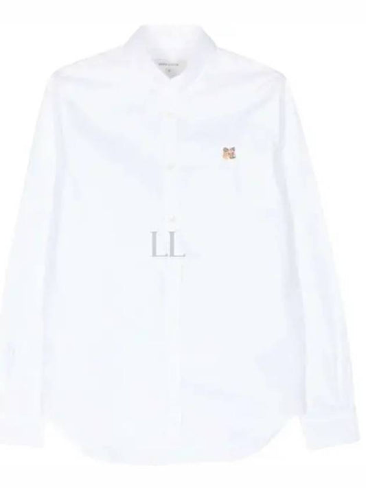 Fox Head Embroidery Long Sleeve Shirt White - MAISON KITSUNE - BALAAN 2