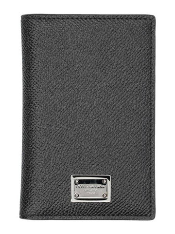 Dauphin Print Calfskin Billfold Card Holder Black - DOLCE&GABBANA - BALAAN 1