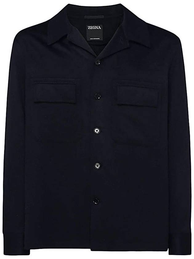 Zegna Dark Blue Wool Casual Jacket - ERMENEGILDO ZEGNA - BALAAN 1