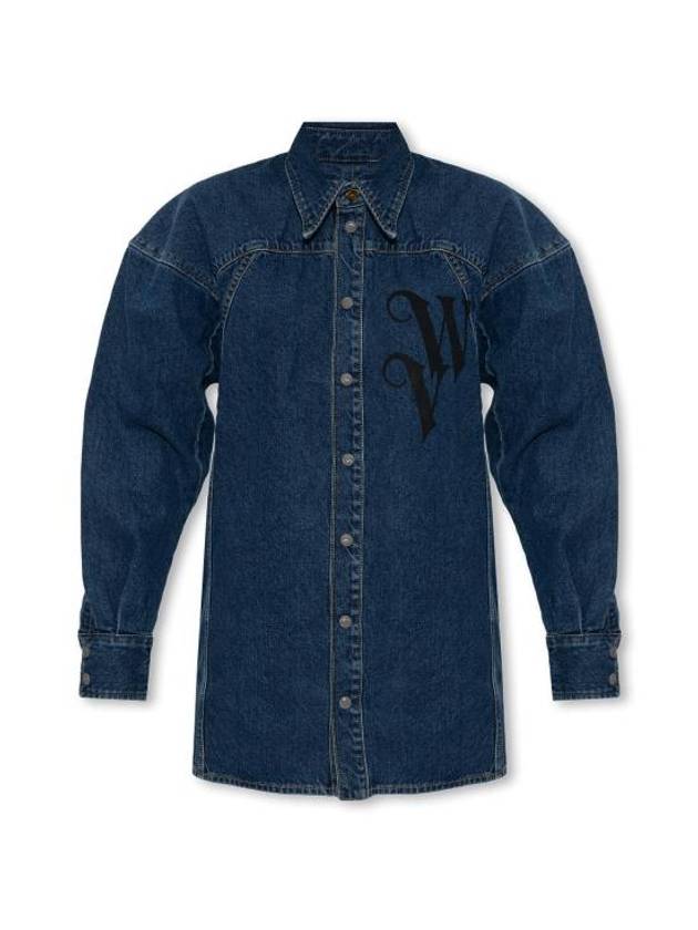 Spray Football Denim Long Sleeve Shirt Blue - VIVIENNE WESTWOOD - BALAAN 2