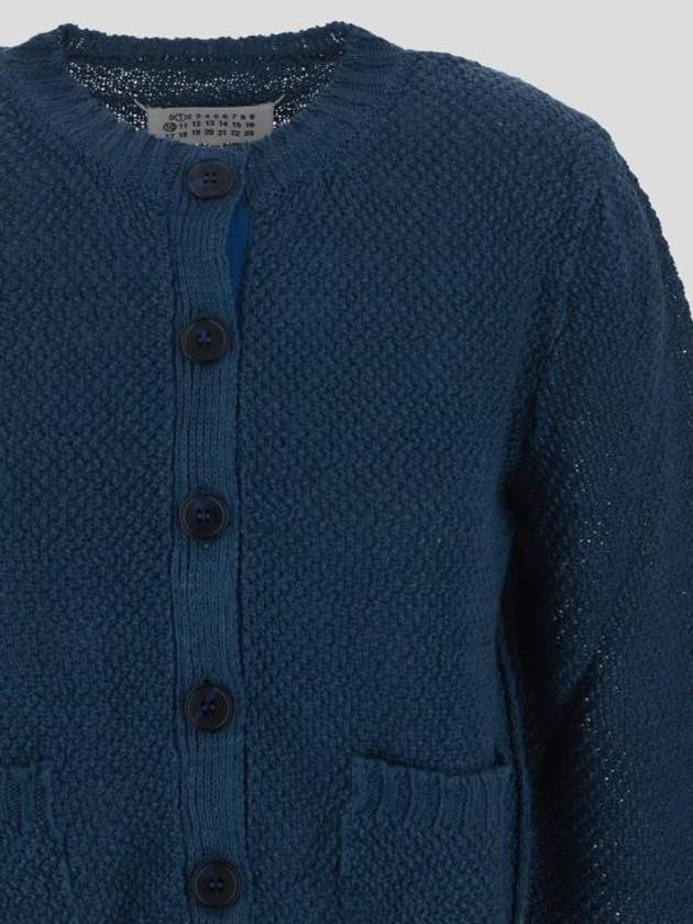 Hemp Basket Weave Knit Cardigan Blue - MAISON MARGIELA - BALAAN 4