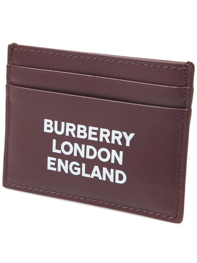 Logo Leather Card Wallet Burgundy - BURBERRY - BALAAN 3