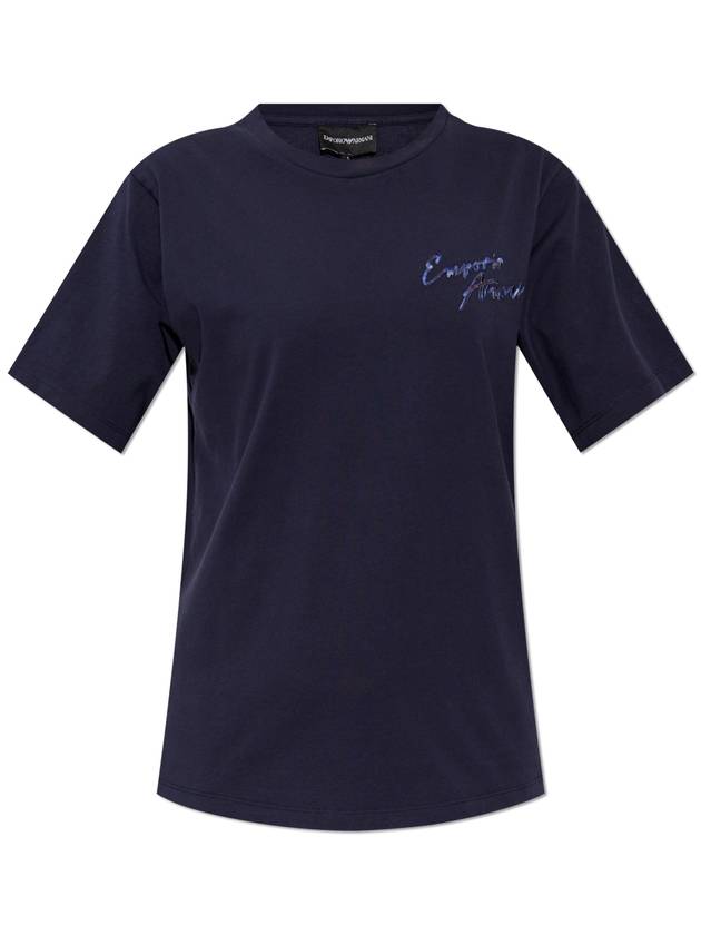 Emporio Armani T-shirt With Logo, Women's, Navy Blue - EMPORIO ARMANI - BALAAN 1