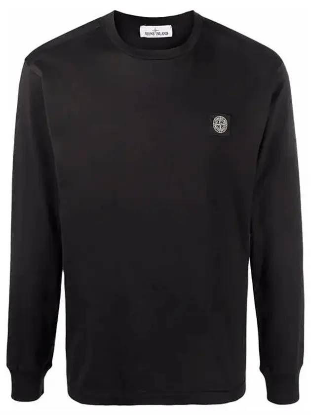 Men's Logo Patch Long Sleeve T-Shirt Black - STONE ISLAND - BALAAN 1