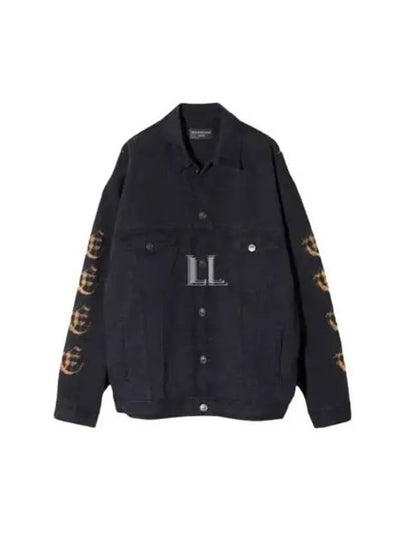 Peach Large Fit Denim Jacket Black - BALENCIAGA - BALAAN 2