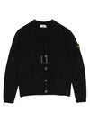 Wappen V Neck Cotton Knit Cardigan Navy - STONE ISLAND - BALAAN 2