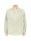 Women's V-Neck Puff Sleeve Cotton Blouse Light Green - VANESSA BRUNO - BALAAN 1