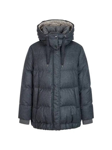 Women s knit color combination wool goose down jacket charcoal 270951 - BRUNELLO CUCINELLI - BALAAN 1