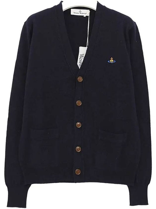 Logo Embroided Button Wool Cardigan Navy - VIVIENNE WESTWOOD - BALAAN 2