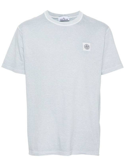 Organic Cotton Short Sleeve T-Shirt Sky Blue - STONE ISLAND - BALAAN 2