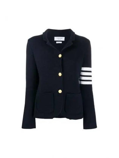 Women's Fine Merino Wool Link Jacket Navy - THOM BROWNE - BALAAN 2