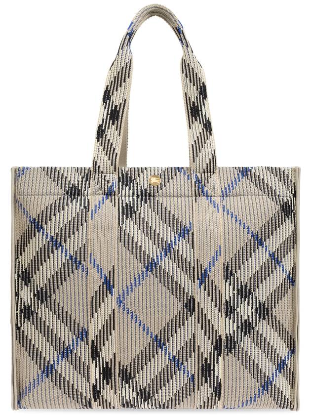 Check Knit Medium Tote Bag Lichen - BURBERRY - BALAAN 2