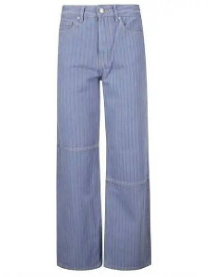 Striped Izey Straight Jeans Blue - GANNI - BALAAN 2