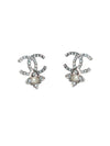 CC logo pearl flower point earrings silver - CHANEL - BALAAN.