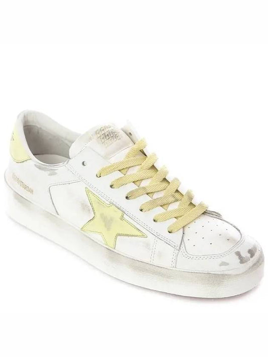 Men's Stardan Leather Yellow Tab Low Top Sneakers White - GOLDEN GOOSE - BALAAN 2