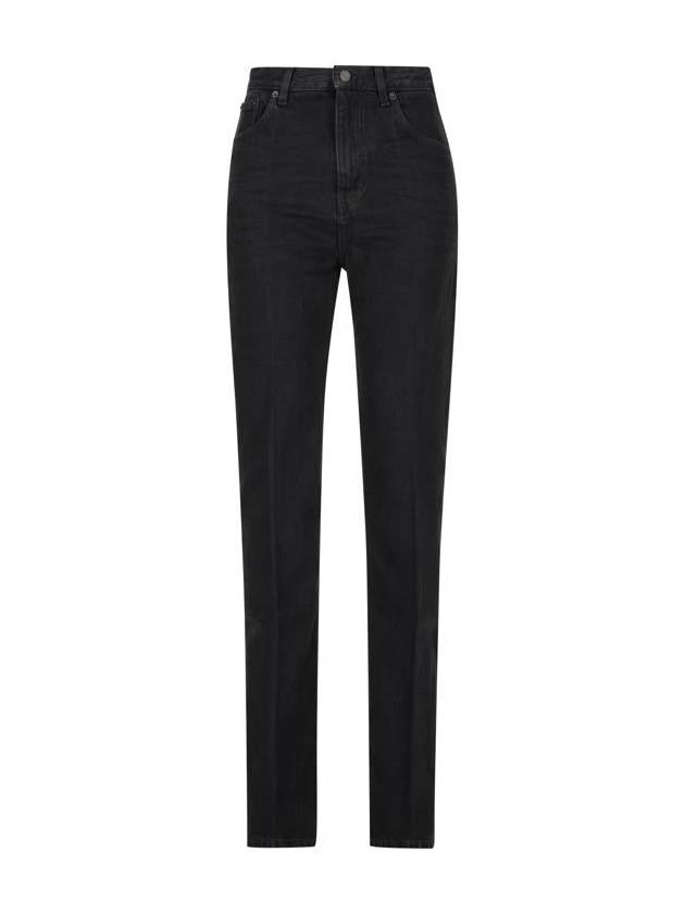 Mid Rise Denim Straight Jeans Black - SAINT LAURENT - BALAAN 2