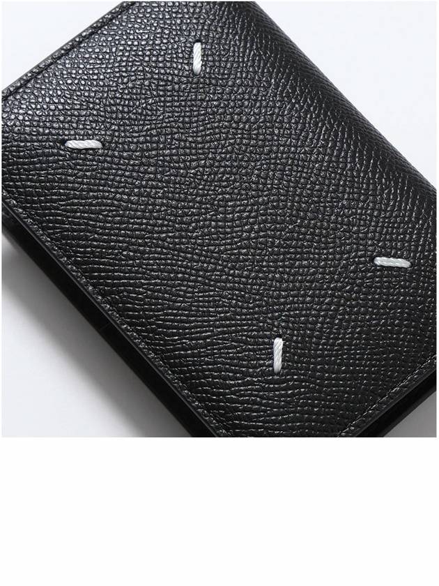 Stitched Bi-Fold Leather Card Wallet Black - MAISON MARGIELA - BALAAN 7