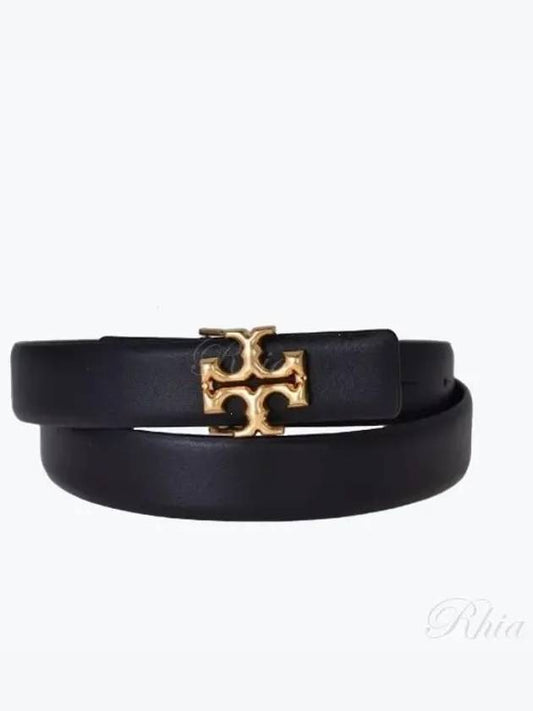 Logo Decorated Buckle Leather Belt Black - TORY BURCH - BALAAN 2