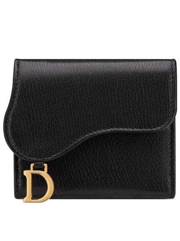 Saddle Lotus Goatskin Half Wallet Black - DIOR - BALAAN 3