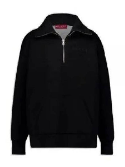 Viscose Jersey Zip Sweatshirt Black - GUCCI - BALAAN 2