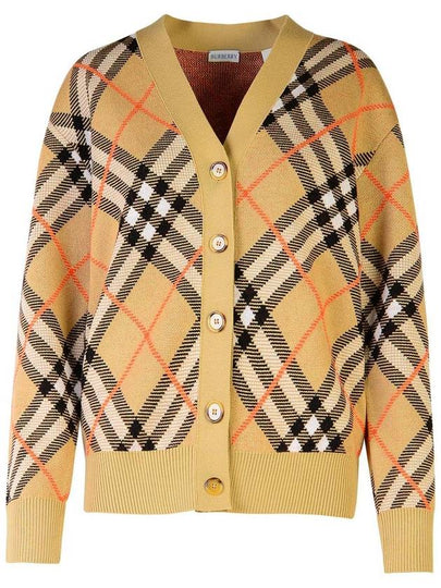 Check Wool Blend Cardigan Beige - BURBERRY - BALAAN 2