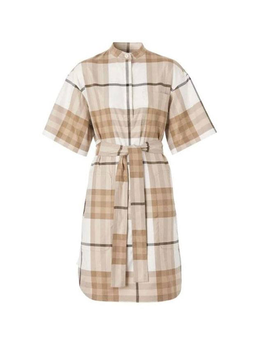 Cotton Check Twill Waist Midi Dress - BURBERRY - BALAAN 1