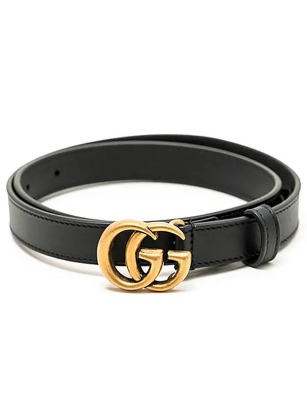 GG Marmont Double Buckle Thin Belt Black - GUCCI - BALAAN 3