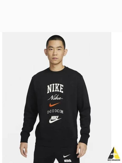 Club Fleece Crew Neck Sweatshirt Black - NIKE - BALAAN 2