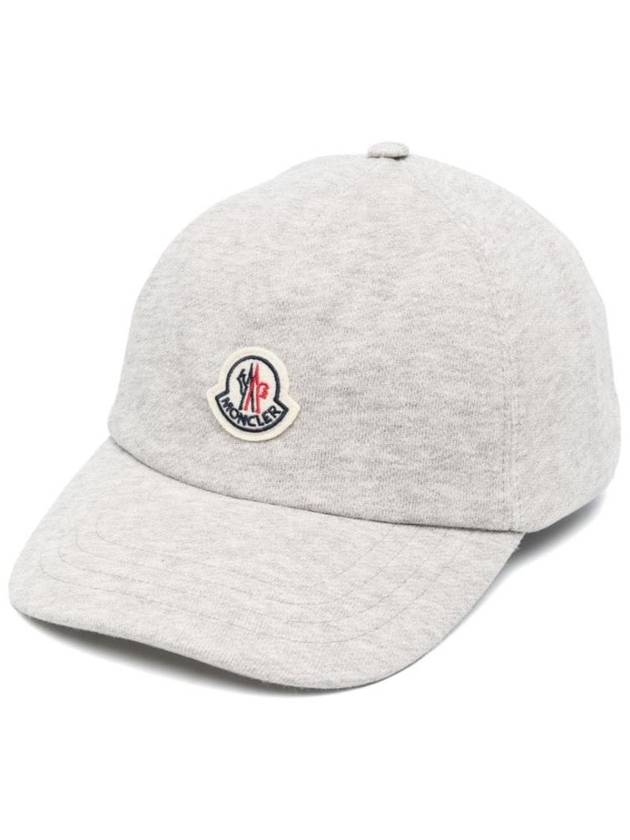 Fleece Logo Patch Cotton Baseball Ball Cap Grey - MONCLER - BALAAN 1