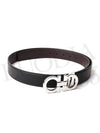 Reversible Gancini Leather Belt Black - SALVATORE FERRAGAMO - BALAAN 3