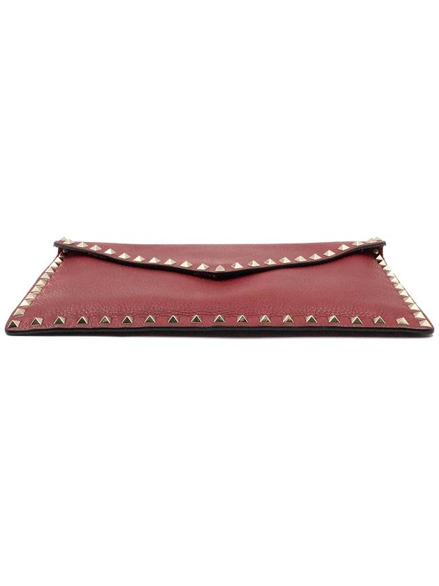 Women s Valentino TVQP56VSH1 Red Calfskin Envelope Gold Rockstud Clutch gt Pouch Gangbuk used luxury goods - VALENTINO - BALAAN 6