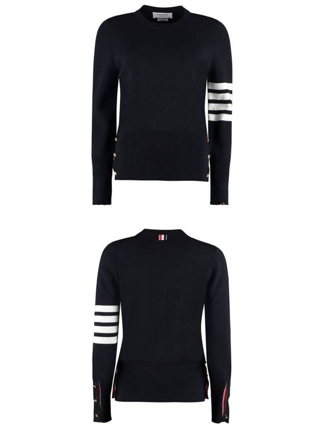 4-Bar Milano Stitch Crew Neck Knit Top Navy - THOM BROWNE - BALAAN 5